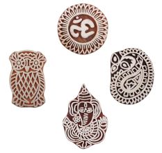 Set of 4 Piece New Mix Wooden Printing Block
