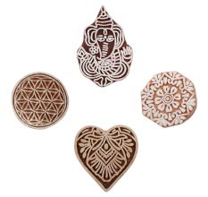 Set of 4 Piece New Mix Wooden Printing Block