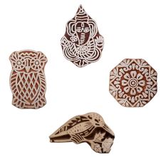 Set of 4 Piece New Mix Wooden Printing Blocks