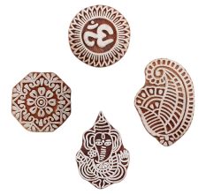Set of 4 Piece New Mix Wooden Printing Blocks