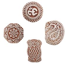 Set of 4 Piece New Mix Wooden Printing Blocks
