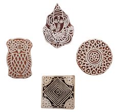 Set of 4 Piece New Mix Wooden Printing Blocks