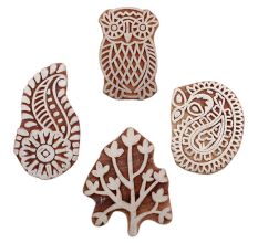 Set of 4 Piece New Mix Wooden Printing Blocks