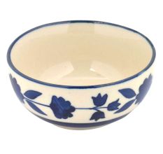 White Blue Floral Border Bowl Set of 2