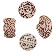 Set of 4 Piece New Mix Wooden Printing Blocks