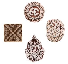 Set of 4 Piece New Mix Wooden Printing Blocks