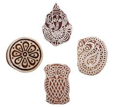 Set of 4 Piece New Mix Wooden Printing Blocks