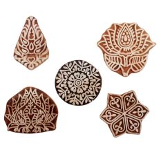 Set of 5 Piece New Mix Wooden Printing Blocks