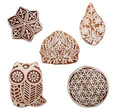 Set of 5 Piece New Mix Wooden Printing Blocks