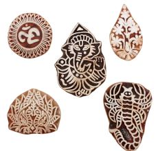 Set of 5 Piece New Mix Wooden Printing Blocks