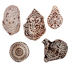 Set of 5 Piece New Mix Wooden Printing Blocks