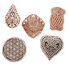 Set of 5 Piece New Mix Wooden Printing Blocks