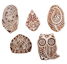 Set of 5 Piece New Mix Wooden Printing Blocks