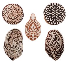 Set of 5 Piece New Mix Wooden Printing Blocks