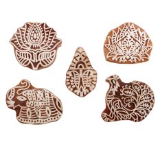 Set of 5 Piece New Mix Wooden Printing Blocks