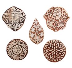 Set of 5 Piece New Mix Wooden Printing Blocks