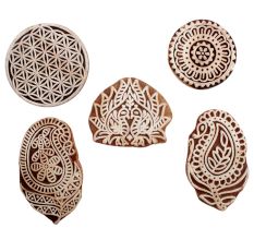 Set of 5 Piece New Mix Wooden Printing Blocks