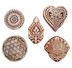 Set of 5 Piece New Mix Wooden Printing Blocks