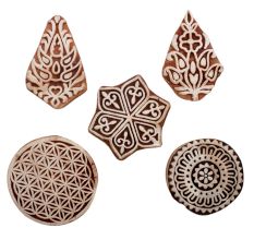 Set of 5 Piece New Mix Wooden Printing Blocks
