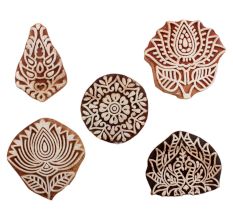 Set of 5 Piece New Mix Wooden Printing Blocks