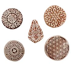 Set of 5 Piece New Mix Wooden Printing Blocks