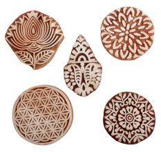 Set of 5 Piece New Mix Wooden Printing Blocks