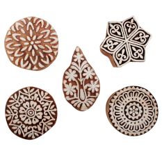 Set of 5 Piece New Mix Wooden Printing Blocks