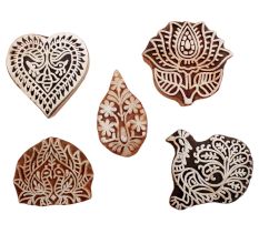Set of 5 Piece New Mix Wooden Printing Blocks