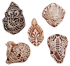 Set of 5 Piece New Mix Wooden Printing Blocks