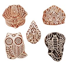 Set of 5 Piece New Mix Wooden Printing Blocks