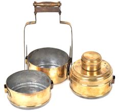 Old 3 Tier Brass Tiffin Food Carrier