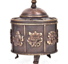 Vintage Embossed Brass Lidded Trinket Small Box