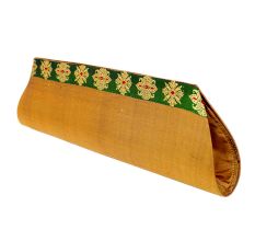 Beige Color Handloom Silk Clutch Bag with Baluchari Motif Weave