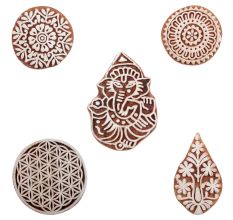 Set of 5 Piece New Mix Wooden Printing Blocks