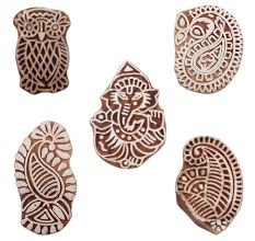 Set of 5 Piece New Mix Wooden Printing Blocks