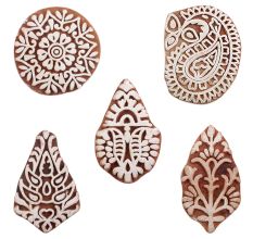 Set of 5 Piece New Mix Wooden Printing Blocks