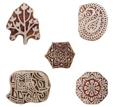 Set of 5 Piece New Mix Wooden Printing Blocks