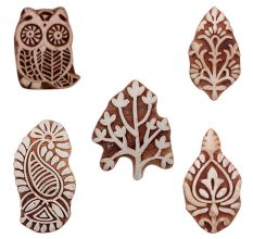 Set of 5 Piece New Mix Wooden Printing Blocks