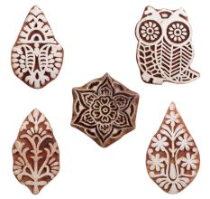 Set of 5 Piece New Mix Wooden Printing Blocks
