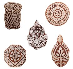 Set of 5 Piece New Mix Wooden Printing Blocks