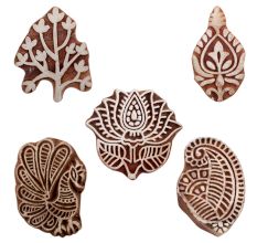 Set of 5 Piece New Mix Wooden Printing Blocks
