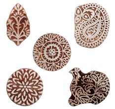 Set of 5 Piece New Mix Wooden Printing Blocks