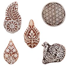 Set of 5 Piece New Mix Wooden Printing Blocks