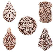 Set of 5 Piece New Mix Wooden Printing Blocks