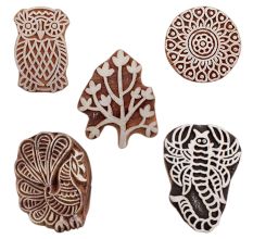 Set of 5 Piece New Mix Wooden Printing Blocks