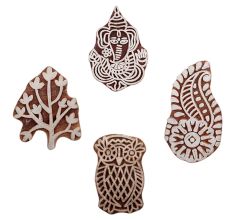 Set of 4 Piece New Mix Wooden Printing Blocks
