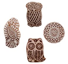 Set of 4 Piece New Mix Wooden Printing Blocks