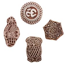 Set of 4 Piece New Mix Wooden Printing Blocks