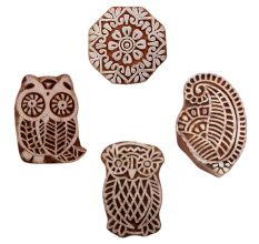 Set of 4 Piece New Mix Wooden Printing Blocks
