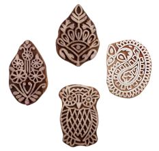 Set of 4 Piece New Mix Wooden Printing Blocks